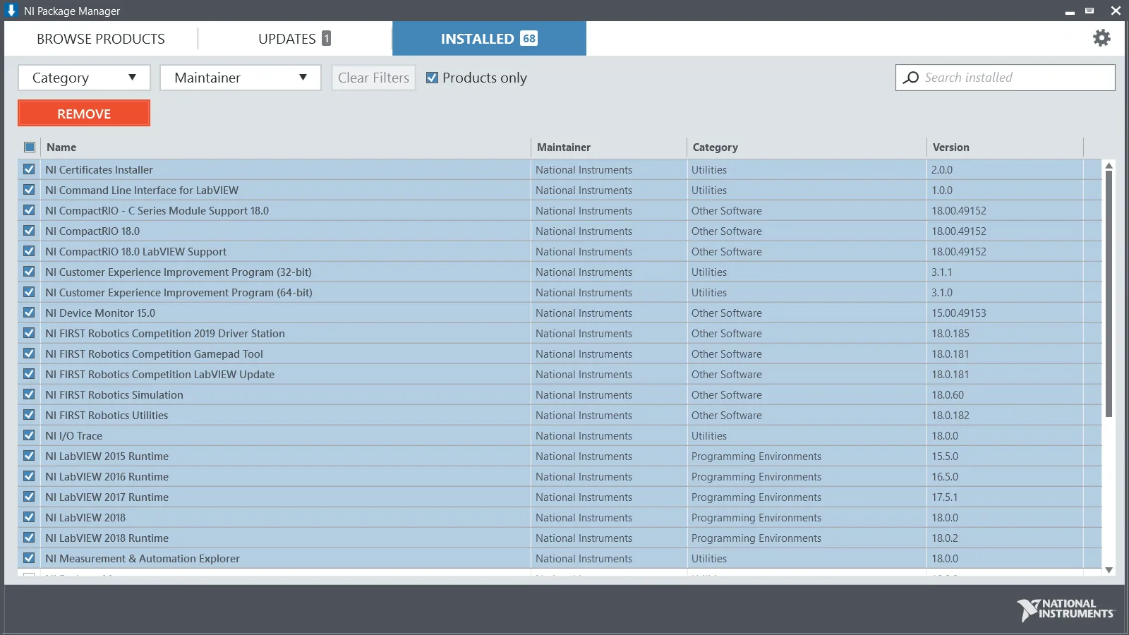 Uninstall Components